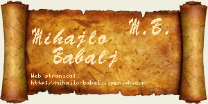 Mihajlo Babalj vizit kartica